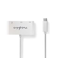 USB Multi-Port Adapter | 3-in-1 | USB 3.1 | USB-C™ Male | USB-A Female / USB-C™ Female / VGA Female | 5 Gbps | 0.20 m | Round | Nickel Plated | PVC | White | Blister