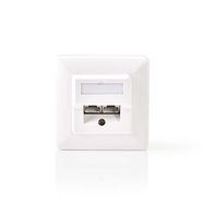 Network Wall Box | In-Wall | 2 port(s) | CAT5e | Straight | Female | Gold Plated | ABS | White | Box