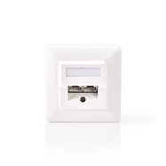 Network Wall Box | Flush Mount | 2 port(s) | CAT5e | Straight | Female | Gold Plated | ABS | White | Box