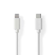 Lightning Cable | USB 2.0 | Apple Lightning 8-Pin | USB-C™ Male | 480 Mbps | Nickel Plated | 1.00 m | Round | PVC | White | Label