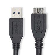 USB Cable | USB 3.2 Gen 1 | USB-A Male | USB Micro-B Male | 5 Gbps | Nickel Plated | 1.00 m | Round | PVC | Black | Label