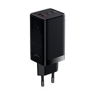 Wall Quick Charger GaN3 Pro 65W USB + 2xUSB-C QC4+ PD3.0 with USB-C 1m Cable, Black