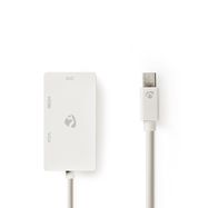 Mini DisplayPort Cable | DisplayPort 1.2 | Mini DisplayPort Male | DVI-D 24+1-Pin Female / HDMI™ Input / VGA Female | 21.6 Gbps | Nickel Plated | 0.20 m | Round | PVC | White | Polybag