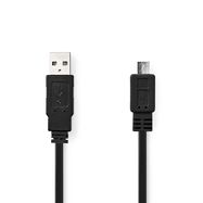 USB Cable | USB 2.0 | USB-A Male | USB Micro-B Male | 480 Mbps | Nickel Plated | 1.00 m | Flat | PVC | Black | Envelope