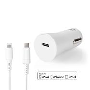 Car Charger | 20 W | 1.67 / 2.22 / 3.0 A | Number of outputs: 1 | Port type: USB-C™ | Lightning 8-Pin (Loose) Cable | 1.00 m | Automatic Voltage Selection