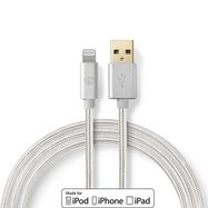 Lightning Cable | USB 2.0 | Apple Lightning 8-Pin | USB-A Male | 480 Mbps | Gold Plated | 1.00 m | Round | Braided / Nylon | Aluminium | Cover Window Box