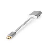 USB-C™ Adapter | USB 3.2 Gen 1 | USB-C™ Male | DisplayPort Female / USB-C™ Female | 4K@60Hz | Power delivery | 0.20 m | Round | Gold Plated | Braided / Nylon | Silver | Cover Window Box