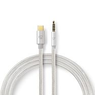 USB-C™ Adapter | USB 2.0 | USB-C™ Male | 3.5 mm Male | 1.00 m | Round | Gold Plated | Braided / Nylon | Aluminium | Cover Window Box