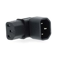 Extension Plug | IEC-320-C13 | IEC-320-C14 | Angled 90° | Nickel Plated | PVC | Black | Box | 1 pcs