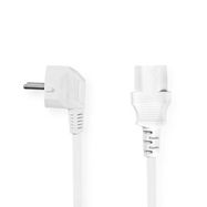 Power Cable | Plug with earth contact male | IEC-320-C13 | Angled | Straight | Nickel Plated | 2.00 m | Round | PVC | White | Label