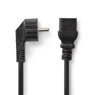 Power Cable | Plug with earth contact male | IEC-320-C19 | Angled | Straight | Nickel Plated | 2.00 m | Round | PVC | Black | Label