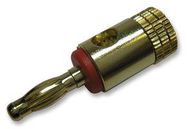 4MM PLUG, GOLD/RED, SHORT BODY