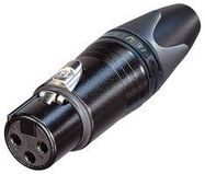 SOCKET, XLR, FREE, BLACK, 3WAY