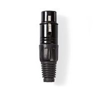 XLR Connector | Straight | Female | Nickel Plated | Soldering | Cable input diameter: 5.0 mm | Metal | Black | 1 pcs | Polybag