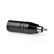 XLR Adapter | XLR 3-Pin Male | RCA Male | Nickel Plated | Straight | Metal | Black | 1 pcs | Polybag