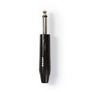 6.35 mm Connector | Straight | Male | Nickel Plated | Solder | Cable input diameter: 6.0 mm | Aluminium | Black | Polybag | 1 pcs