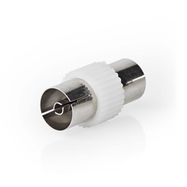 Satellite & Antenna Adapter | IEC (Coax) Female | IEC (Coax) Female | Nickel Plated | 75 Ohm | Straight | Metal / Plastic | White | 1 pcs | Box