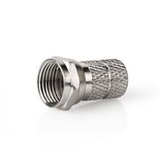 F-Connector | Straight | Male | Nickel Plated | 75 Ohm | Twist-on | Cable input diameter: 7.0 mm | Zinc Alloy | Silver | 5 pcs | Box