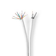 IEC (Coax) CAT6 Combi Cable on reel | RG58 | 75 Ohm | Triple Shielded | ECA | 50.0 m | Round | White | Gift Box