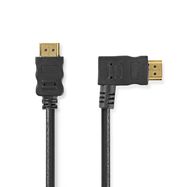 High Speed HDMI™ Cable with Ethernet | Right Hooked HDMI™ Connector | HDMI™ Connector | 4K@30Hz | 10.2 Gbps | 1.50 m | Round | PVC | Black | Envelope