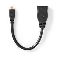 High Speed HDMI™ Cable with Ethernet | HDMI™ Micro Connector | HDMI™ Output | 4K@30Hz | 10.2 Gbps | 0.20 m | Round | PVC | Black | Envelope