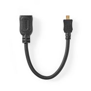 High Speed HDMI™ Cable with Ethernet | HDMI™ Micro Connector | HDMI™ Output | 4K@30Hz | 10.2 Gbps | 0.20 m | Round | ABS / PVC | Black | Tag