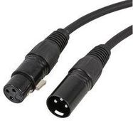 MIC / PATCH LEAD, 3P XLR BLACK, 0.3M