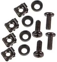 M6 CAGE NUT+SCREW+WASHER, BLK  4 PK