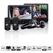 2x 9” portable DVD player with USB SD built-in battery headphone and bracket Black