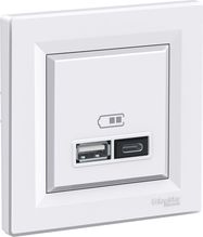 USB socket 2.4A or 2x1.2A Type A+C white Asfora