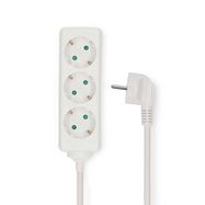 Extension Socket | Type F (CEE 7/7) | 3-Way | 5.00 m | 3680 W | 16 A | Kind of grounding: Side Contacts | 230 V AC 50/60 Hz | Socket angle: 45 ° | H05VV-F 3G1.5mm² | White