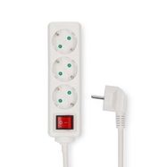 Extension Socket | Type F (CEE 7/7) | 3-Way | 5.00 m | 3680 W | 16 A | Kind of grounding: Side Contacts | 230 V AC 50/60 Hz | Socket angle: 45 ° | H05VV-F 3G1.5mm² | On/Off switch | White