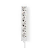 Extension Socket | Type F (CEE 7/7) | 6-Way | 1.50 m | 3680 W | 16 A | Kind of grounding: Side Contacts | 230 V AC 50/60 Hz | Socket angle: 45 ° | H05VV-F 3G1.5mm² | White