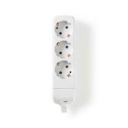 Extension Socket | Type F (CEE 7/7) | 3-Way | 3680 W | 16 A | Kind of grounding: Side Contacts | 230 V AC 50/60 Hz | Socket angle: 45 ° | No Cable Included | White