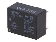 Relay:electromagnetic;SPST-NO + SPST-NC;Ucoil:5VDC;8A/250VAC