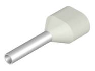 Wire-end ferrule, Twin wire-end ferrule, 11 mm, 8 mm, white