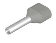 Wire-end ferrule, Twin wire-end ferrule, 11 mm, 8 mm, grey