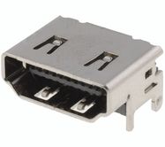 Socket, HDMI, angled SMD, angle mounting