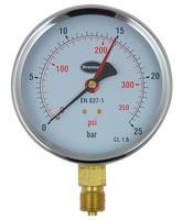 PRESSURE GAUGE, DIAL, 0 TO 25 BAR