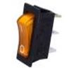 Rocker switch; ON-OFF, fixed, 2pins. 16A/250Vac, 28x10.5mm, SPST, yellow