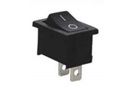 Rocker switch; ON-OFF, fixed, 2pins. 6A/250Vac, 19x12mm, SPST, black