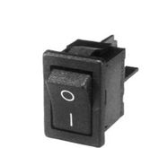 Rocker switch; ON-OFF, fixed, 2pins. 3A/250Vac 13.1x19mm, DPST, black