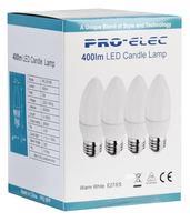 LED LAMP, CANDLE, 3000K, 400LM, 35W, PK4