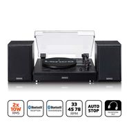 Belt drive wooden Record Player with Bluetooth reception transmisson and 2 external speakers