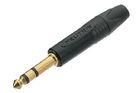 3 pole 1/4" professional phone plug, gold contacts, black shell