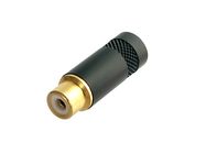 Jack RCA black, brass shell, cable mount,  NEUTRIK-REAN