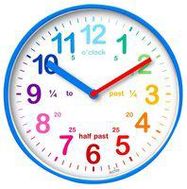 CLOCK PLASTIC TIME TEACH 20CM BLUE