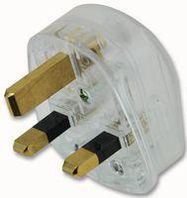 UK MAINS PLUG, 13A, 240VAC, PC, CLEAR