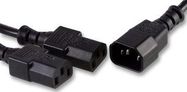 IEC PLUG C14 - 2X IEC SKT C13, BLK 2M