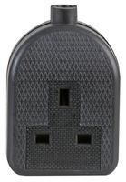 SOCKET, EXTENSION, 1WAY, RUBBER, BLACK